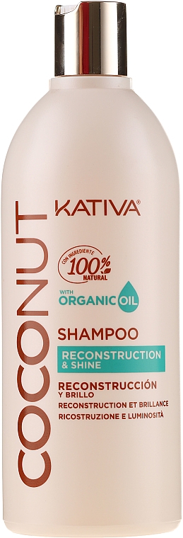 Regenerujący szampon nabłyszczający do włosów - Kativa Coconut Reconstruction & Shine Shampoo