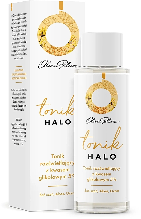 Tonik rozświetlający z kwasem glikolowym 5% - Olivia Plum Halo Illuminating Tonic — Zdjęcie N1