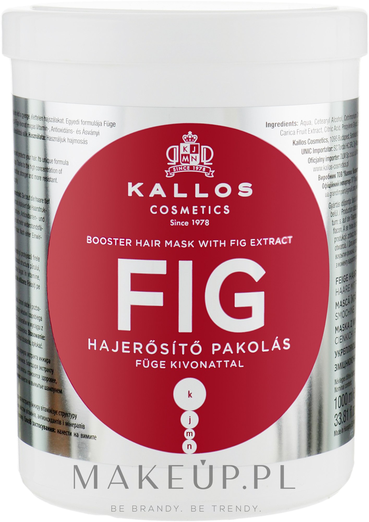 Wzmacniająca maska do włosów z wyciągiem z fig - Kallos Cosmetics Fig Booster Hair Mask With Fig Extract — Zdjęcie 1000 ml