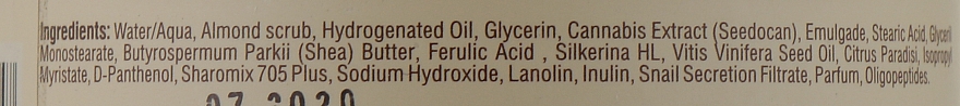Kremowy peeling do twarzy z oligopeptydami i ekstraktem z konopi Skuteczne oczyszczanie - Cannabis Cream Scrub-peeling — Zdjęcie N3