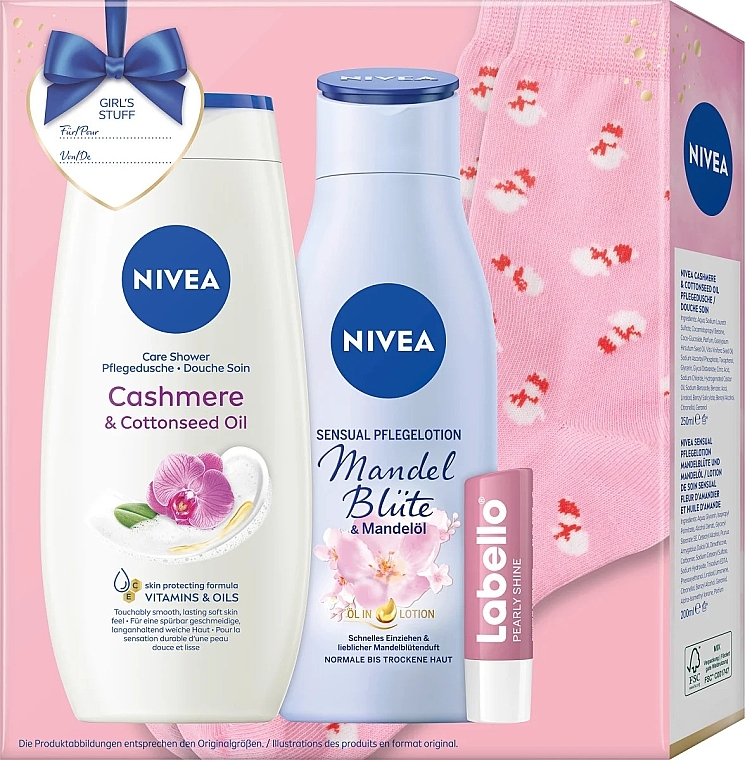 Zestaw - NIVEA Girl's Stuff (sh/gel/250ml + b/lotion/200ml + lip/balm/5,5ml + socks) — Zdjęcie N4