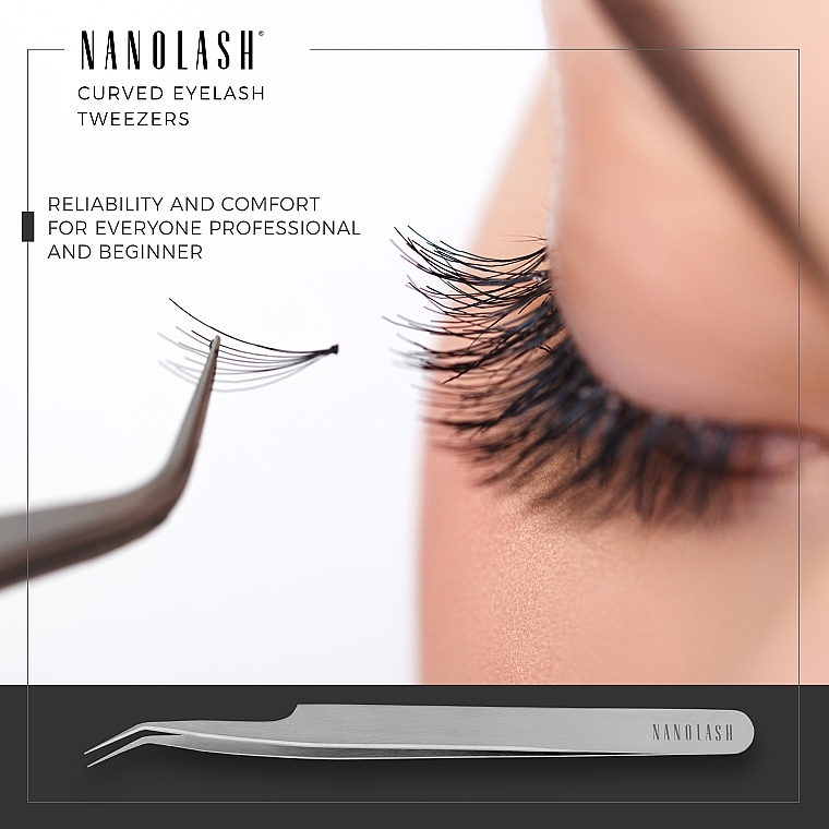 Pęseta do sztucznych rzęs, zakrzywiona - Nanolash Eyelash Tweezers Curved — Zdjęcie N2