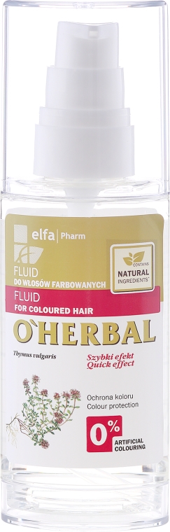 Fluid z ekstraktem z macierzanki tymianku do włosów farbowanych - O'Herbal — Zdjęcie N2