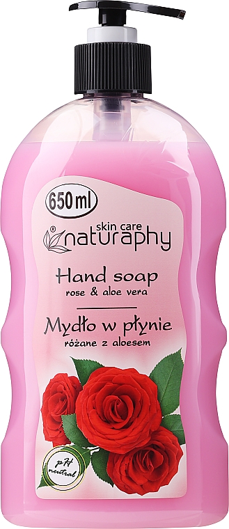 Mydło w płynie do rąk Róża z aloesem - Naturaphy Rose & Aloe Vera Hand Soap — Zdjęcie N1