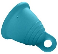 Kubeczek menstruacyjny z pętelką, rozmiar M, niebieski - MeLuna Soft Shorty Menstrual Cup Ring — Zdjęcie N1