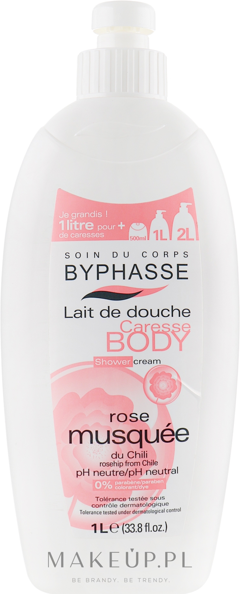 Mleczko pod prysznic Róża - Byphasse Caresse Shower Cream — Zdjęcie 1000 ml