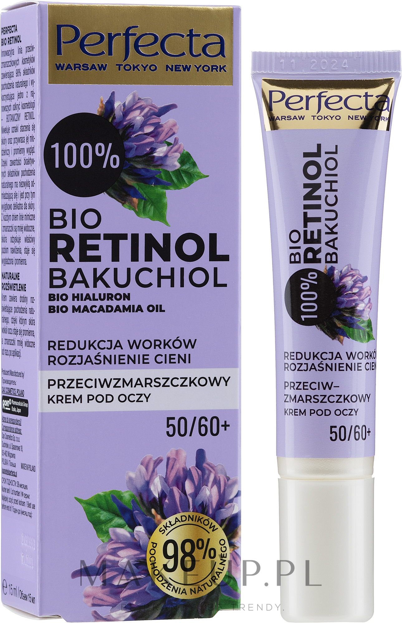 Przeciwzmarszczkowy krem pod oczy 50/60+ - Perfecta Bio Retinol 50/60+ Eye Cream — Zdjęcie 15 ml