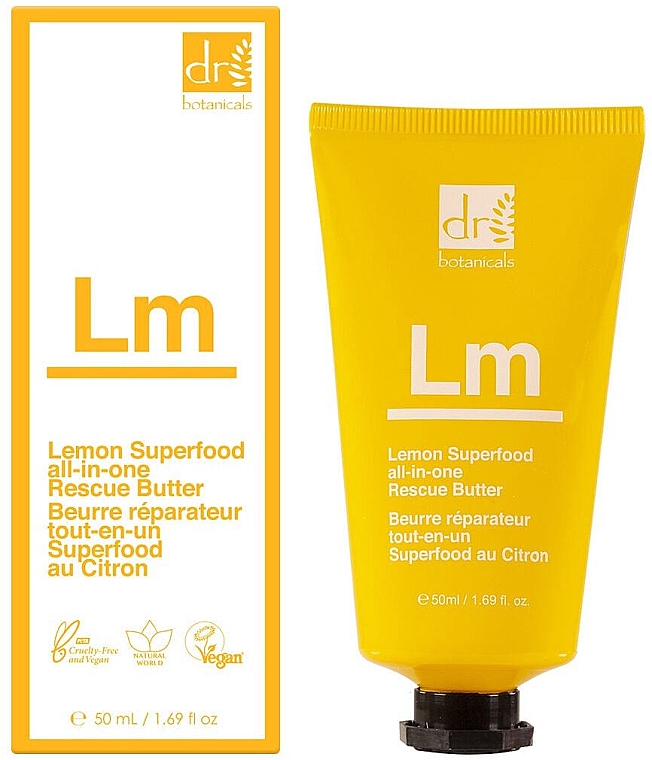Odżywczy olejek do ciała i skóry suchej - Dr Botanicals Lemon Superfood All-in-One Rescue Butter — Zdjęcie N1