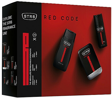 STR8 Red Code - Zestaw (ash/lot 50 ml + deo/spray 150 ml + sh/gel 250 ml) — Zdjęcie N1