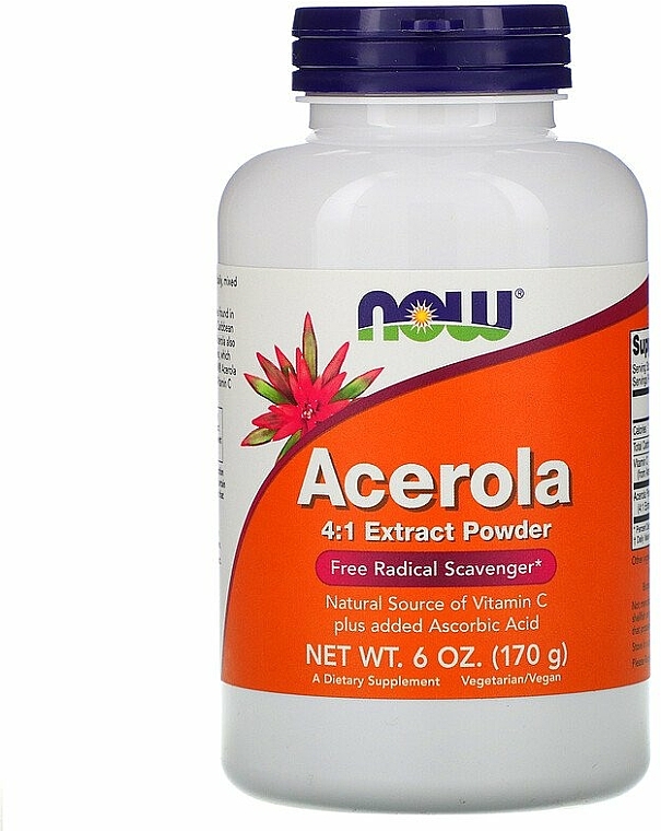 Ekstrakt z aceroli na odporność - Now Foods Acerola 4:1 Extract Powder — Zdjęcie N1