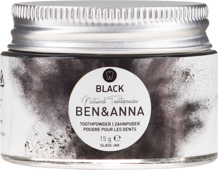 Naturalny wybielający proszek do zębów z węglem aktywnym - Ben & Anna Activated Charcoal Toothpowder Black — Zdjęcie N2