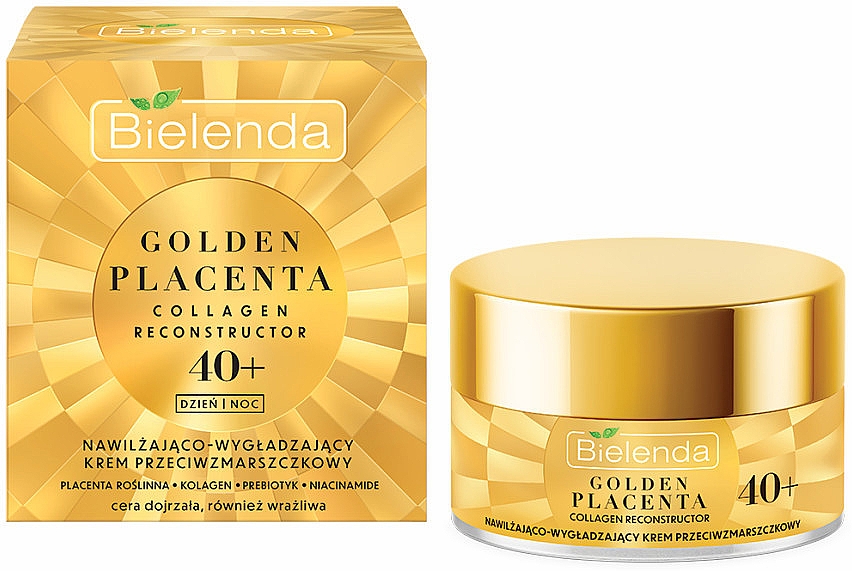 Nawilżająco-wygładzający krem przeciwzmarszczkowy do twarzy 40+ - Bielenda Golden Placenta Collagen Reconstructor — Zdjęcie N1