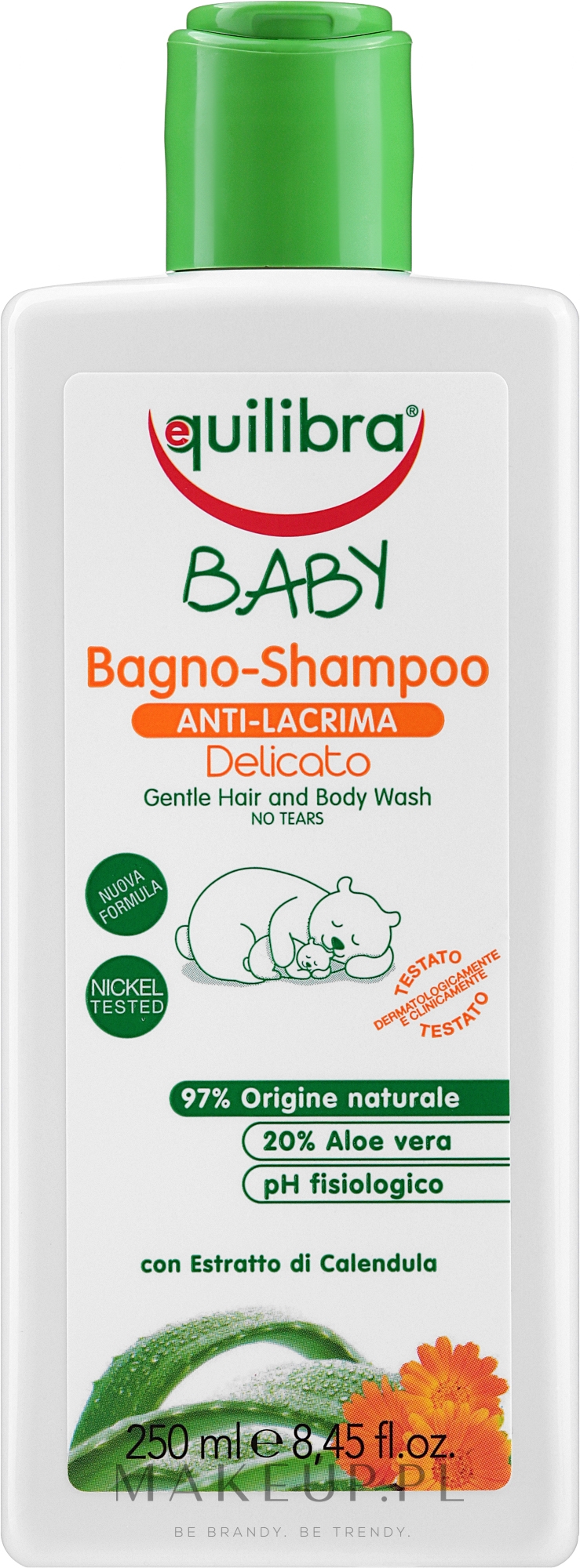 Łagodny szampon aloesowy do ciała i włosów dla dzieci - Equilibra Baby Hair and Body Wash — Zdjęcie 250 ml