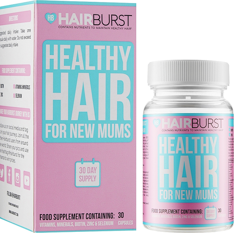 Witaminy w kapsułkach na porost i wzmocnienie włosów dla kobiet w ciąży - Hairburst Healthy Hair Vitamins For New Mums — Zdjęcie N4