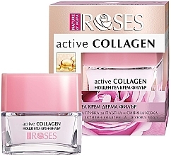 Żel do twarzy na noc z aktywnym kolagenem i wodą różaną - Nature of Agiva Roses Active Collagen Night Gel Cream — Zdjęcie N2