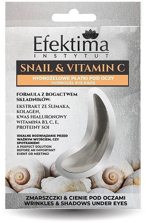 PREZENT! Hydrożelowe płatki pod oczy - Efektima Instytut Snail & Vitamin C Hydrogel Eye Pads — Zdjęcie N1