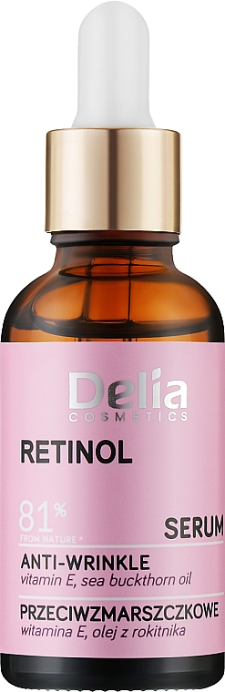 Przeciwzmarszczkowe serum do twarzy, szyi i dekoltu z retinolem - Delia Retinol Serum 