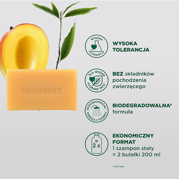 Szampon w kostce do włosów suchych z ekstraktem z aloesu - Klorane Mango Solid Shampoo Bar — Zdjęcie N5