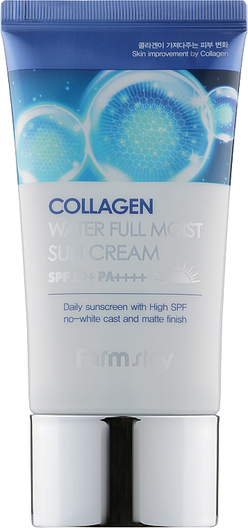 Nawilżający krem do opalania z kolagenem - Farmstay Collagen Water Full Moist Sun Cream SPF50+/PA++++