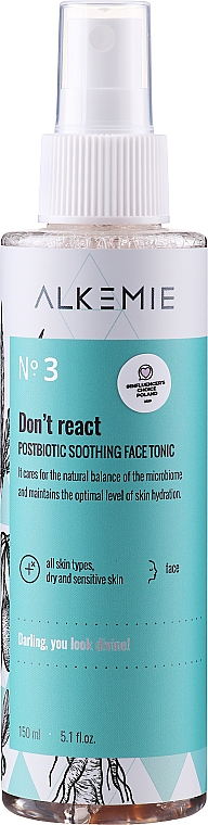 Kojący tonik do twarzy - Alkmie Microbiome Dont React Face Tonic — Zdjęcie N2