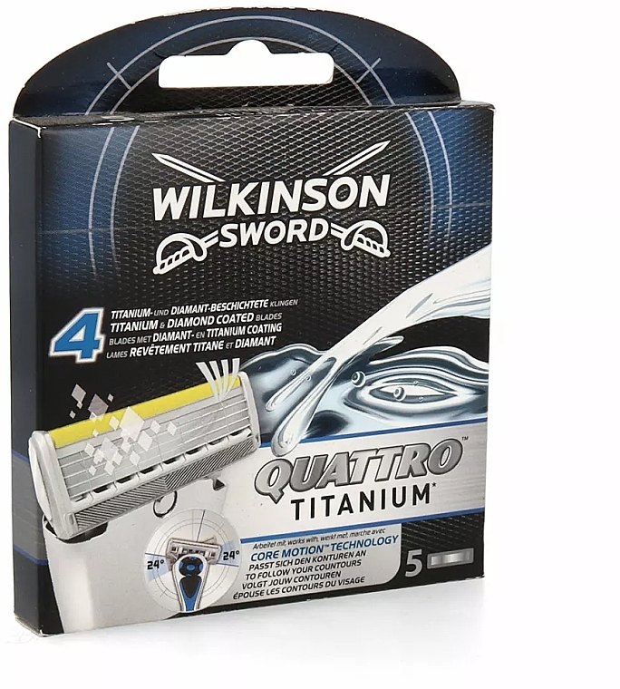 Wymienne ostrza do golenia, 5 szt. - Wilkinson Sword Quattro Titanium Core Motion Blades — Zdjęcie N2
