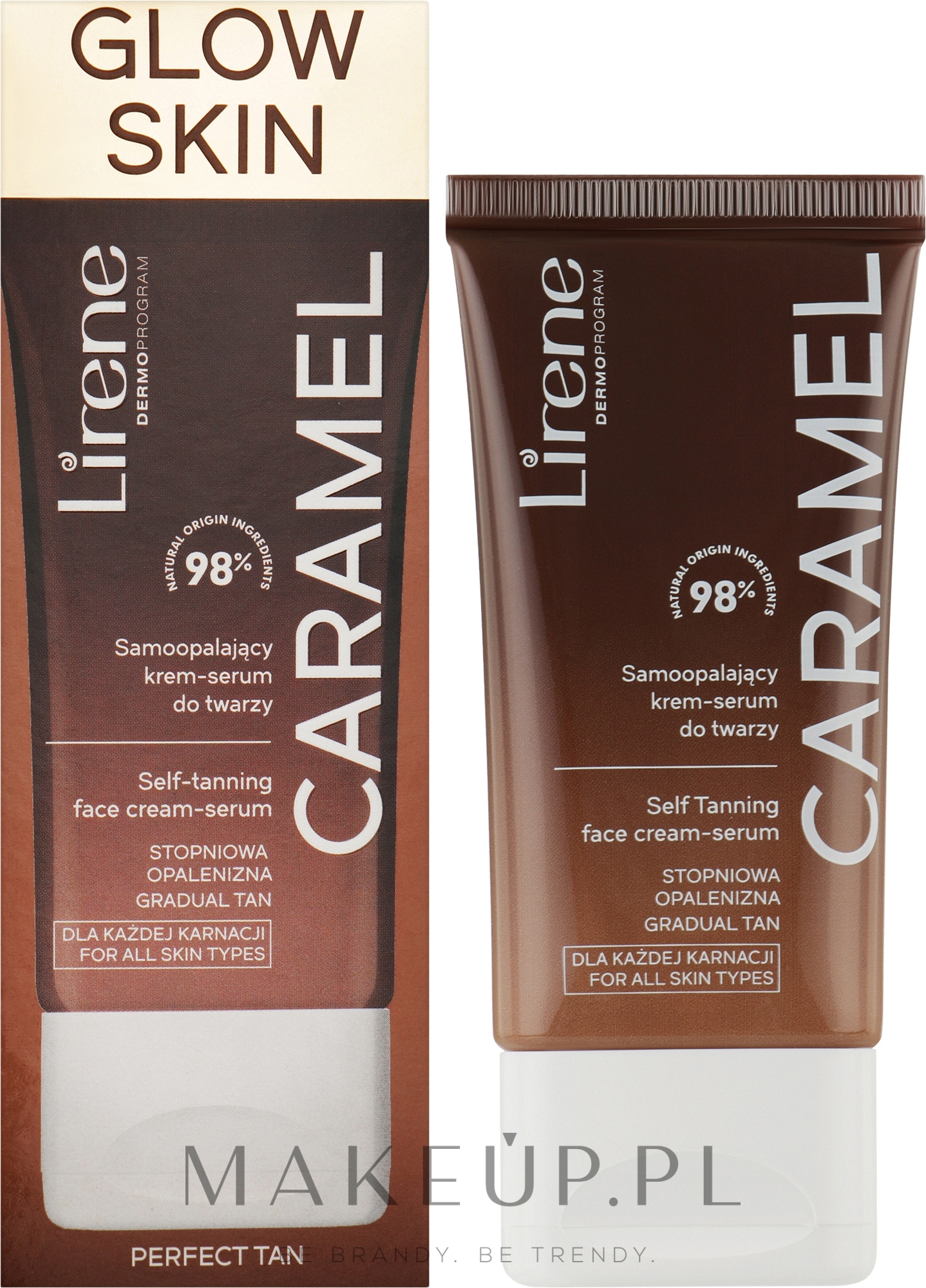 Samoopalający krem-serum do twarzy Caramel - Lirene Perfect Tan Self-Tanning Cream-Serum — Zdjęcie 50 ml