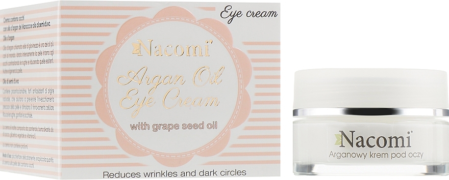Nacomi Argan Oil Eye Cream - Krem pod oczy z marokańskim olejem arganowym i olejem z pestek winogron