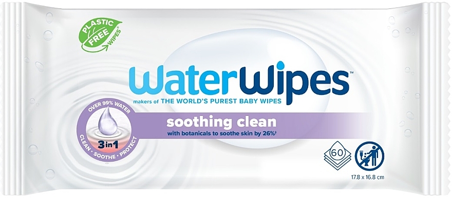 Biodegradowalne chusteczki dla niemowląt, 60 sztuk - WaterWipes Baby Wipes Soothing Clean — Zdjęcie N1