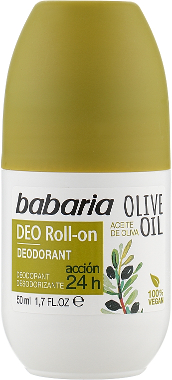 Dezodorant do ciała z oliwką - Babaria Olive Oil Roll On Deodorant — Zdjęcie N1