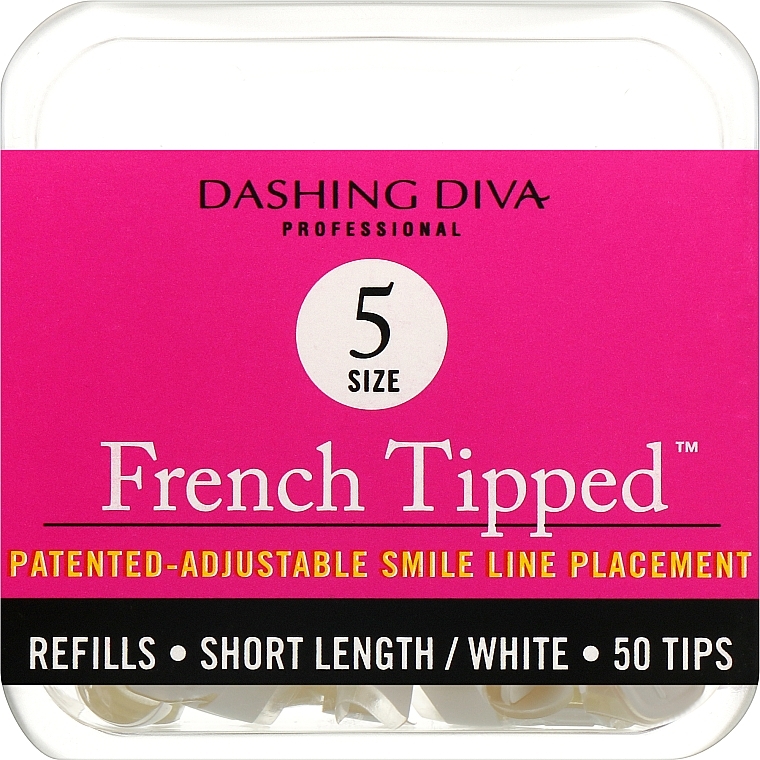 Krótkie tipsy French - Dashing Diva French Tipped Short White 50 Tips (Size 5) — Zdjęcie N1