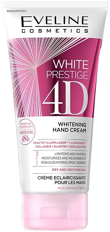 Wybielający krem do rąk - Eveline Cosmetics White Prestige 4D Whitening Hand Cream — Zdjęcie N1