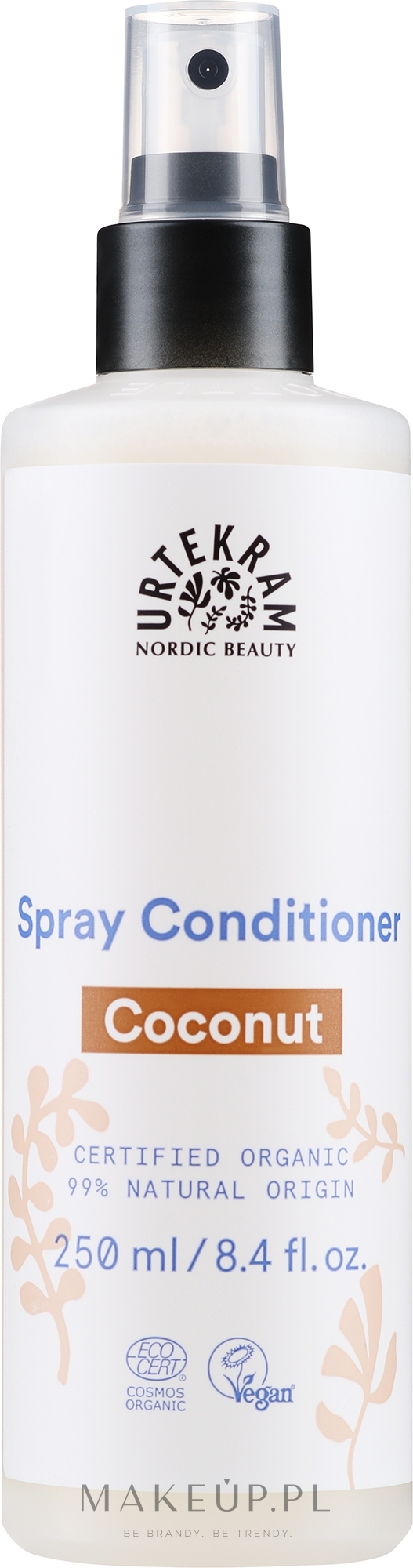 Organiczna nawilżająca odżywka w sprayu bez spłukiwania do włosów Kokos - Urtekram Coconut Spray Conditioner Leave In — Zdjęcie 250 ml