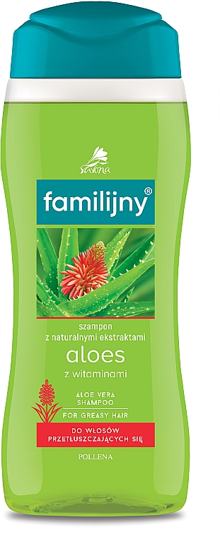 Familijny szampon aloesowy z witaminami do włosów przetłuszczających się - Pollena Savona — Zdjęcie N1