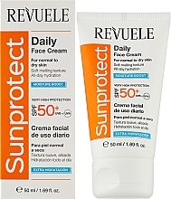 Nawilżający krem do opalania twarzy - Revuele Sunprotect Moisture Boost Daily Face Cream For Normal To Dry Skin SPF 50+  — Zdjęcie N2