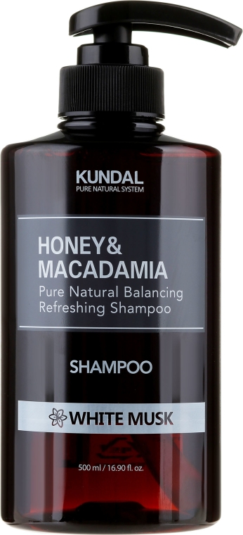 Naturalny balansująco-odświeżający szampon do włosów Białe piżmo - Kundal Honey & Macadamia Shampoo White Musk — Zdjęcie N3