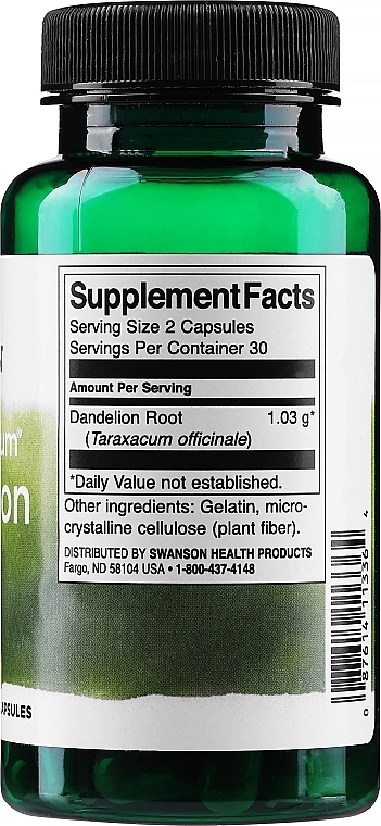 Suplement diety Korzeń mniszka lekarskiego - Swanson Dandelion Root — Zdjęcie N2