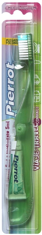Szczoteczka do zębów, zielona - Pierrot Travel Compact