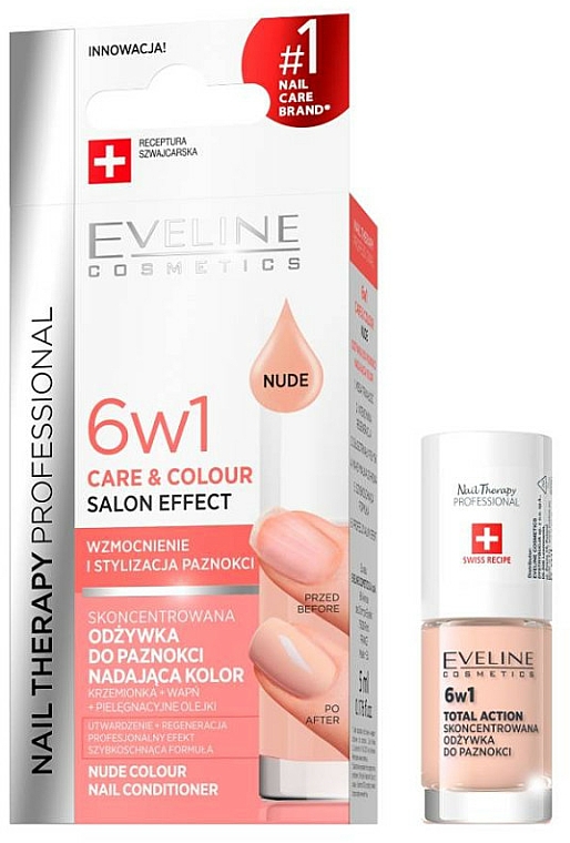 Skoncentrowana odżywka do paznokci nadająca kolor 6 w 1 - Eveline Cosmetics Nail Therapy Professional — Zdjęcie N1