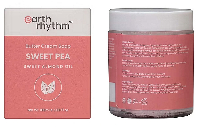 PRZECENA! Mydło w kremie z olejkiem ze słodkiego groszku - Earth Rhythm Sweet Pea Butter Cream Soap * — Zdjęcie N1