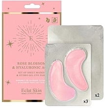 PRZECENA! Zestaw - Eclat Skin London Rose Blossom & Hyaluronic acid Hydro-Gel Eye Pad & Sheet Mask Giftset (f/mask/2 pcs + eye/pad/3 pcs) * — Zdjęcie N1