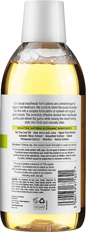 Płyn do płukania jamy ustnej Drzewo herbaciane - Dr Organic Bioactive Oralcare Tea Tree Mouthwash — Zdjęcie N2