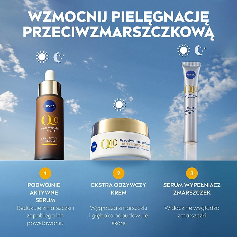 Przeciwzmarszczkowy, odbudowujący krem na dzień SPF15 - NIVEA Visage Q10 Power Extra Day Cream — Zdjęcie N8