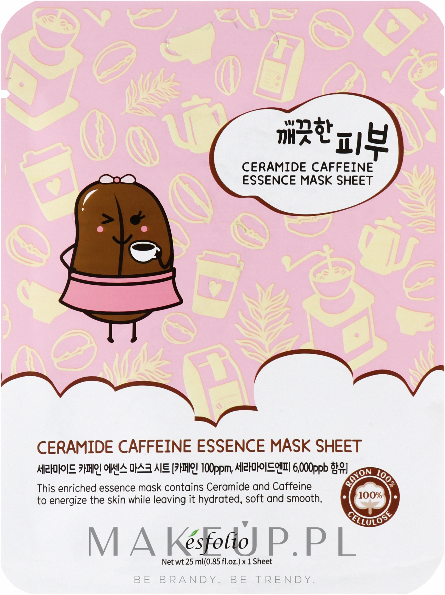 Maseczka w płachcie do twarzy z ceramidami i kofeiną - Esfolio Pure Skin Ceramide Caffeine Essence Mask Sheet — Zdjęcie 25 ml