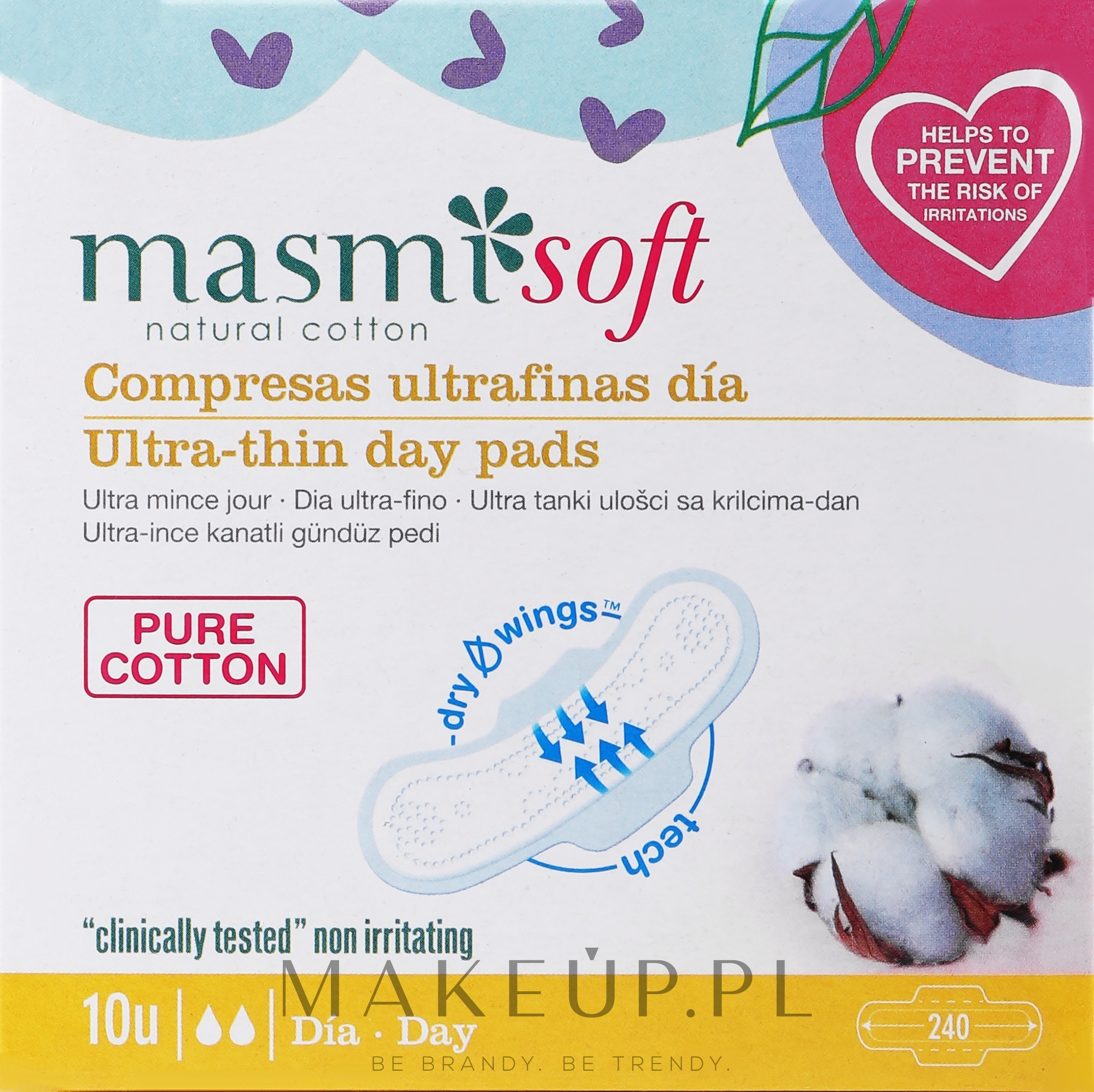 Ultracienkie podpaski do stosowania w ciągu dnia, miękkie - Masmi Natural Cotton — Zdjęcie 10 szt.