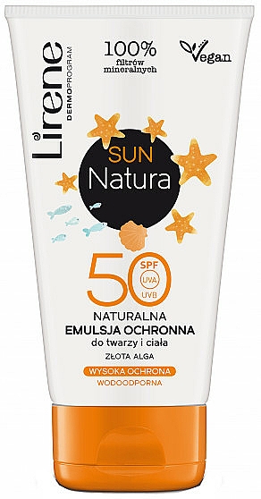 Naturalna emulsja ochronna do twarzy i ciała SPF 50 - Lirene Sun Natura Sun Light Emulsion SPF 50+ Vege  — Zdjęcie N1