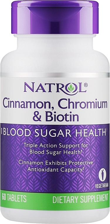 Cynamon, chrom i biotyna - Natrol Cinnamon, Chromium & Biotin — Zdjęcie N1