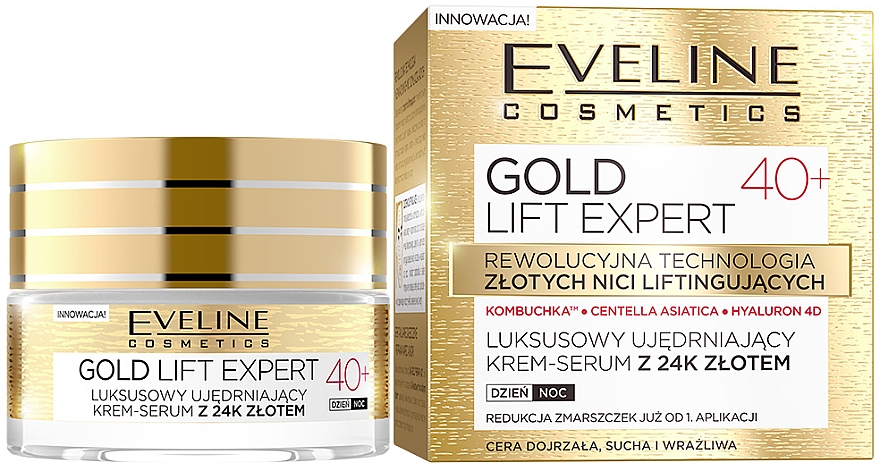 Luksusowy ujędrniający krem-serum z 24K złotem na dzień i na noc 40 + - Eveline Cosmetics Gold Lift Expert