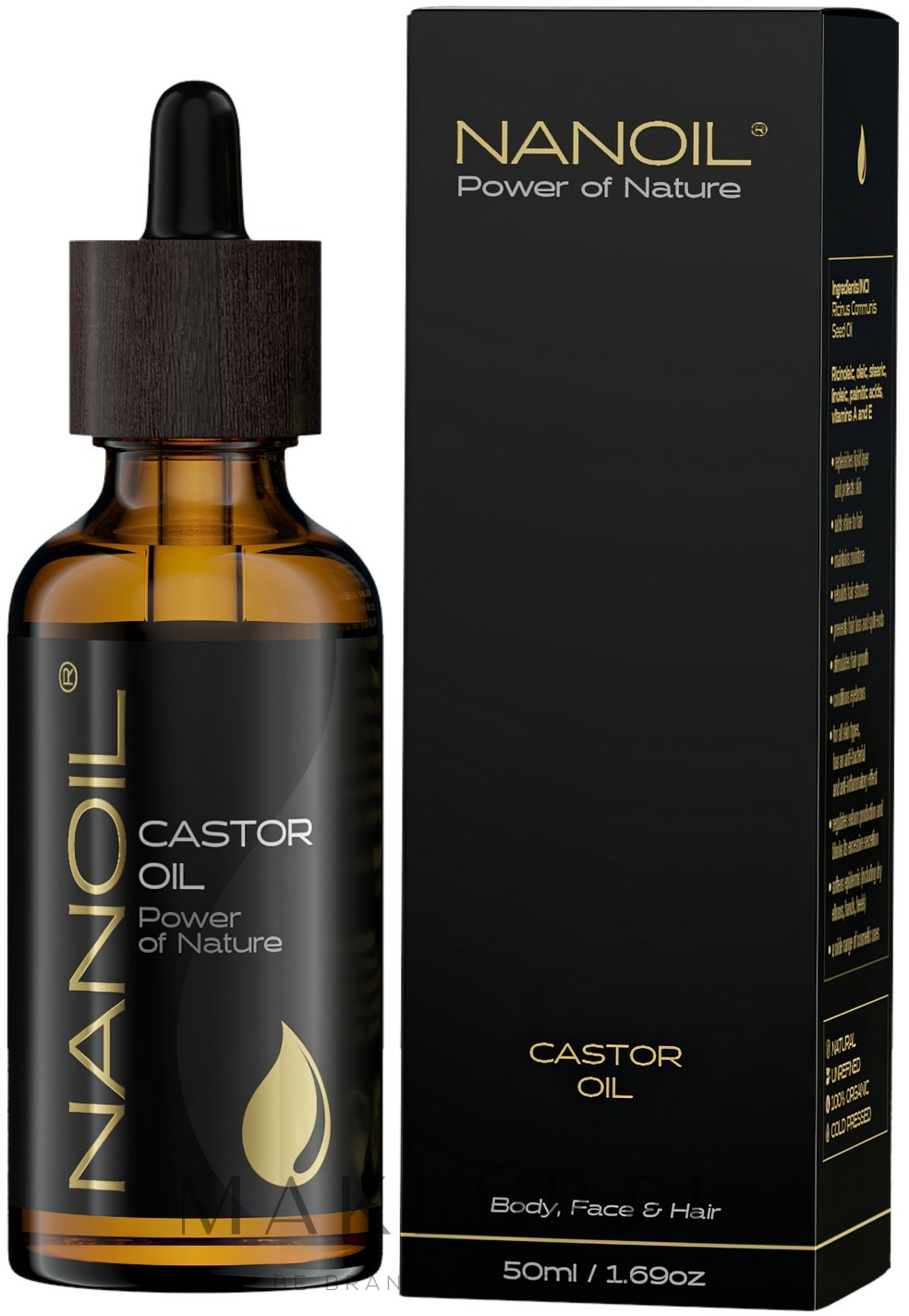 Olej rycynowy - Nanoil Body Face and Hair Castor Oil — Zdjęcie 50 ml