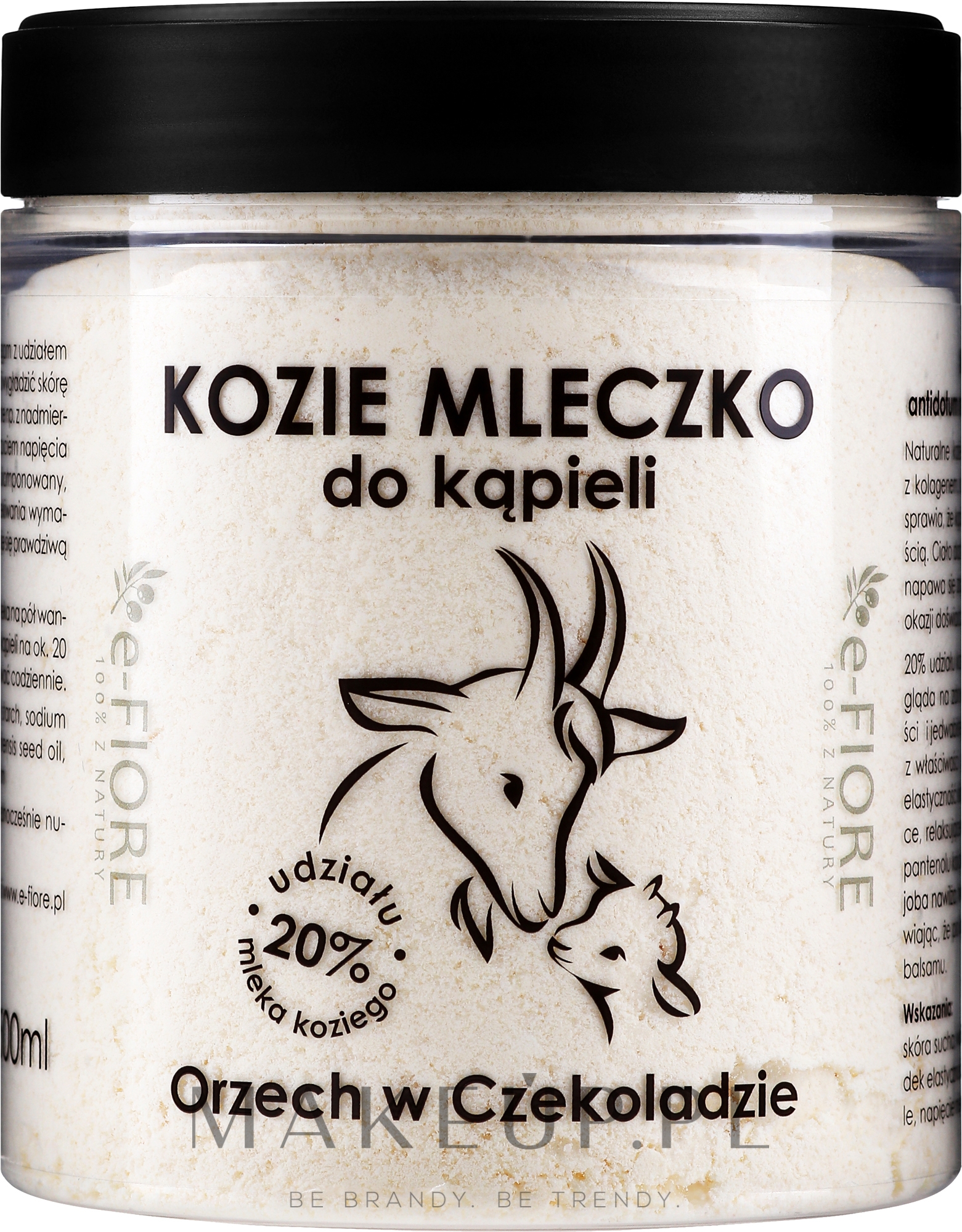 Kozie mleczko do kąpieli Orzech w czekoladzie - E-Fiore — Zdjęcie 500 ml
