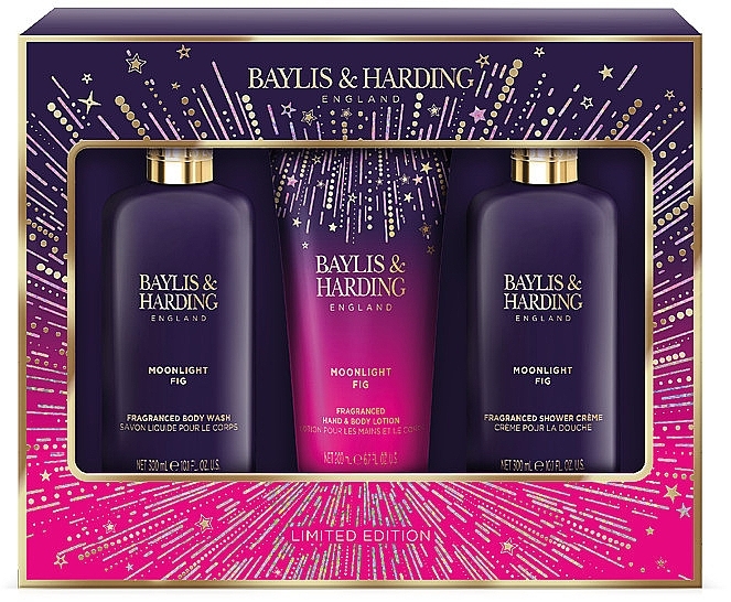 Zestaw - Baylis & Harding Moonlight Fig Luxury Bathing Essentials Gift Set (sh/gel/300ml + sh/cr/300ml + h/b/lot/200ml) — Zdjęcie N1